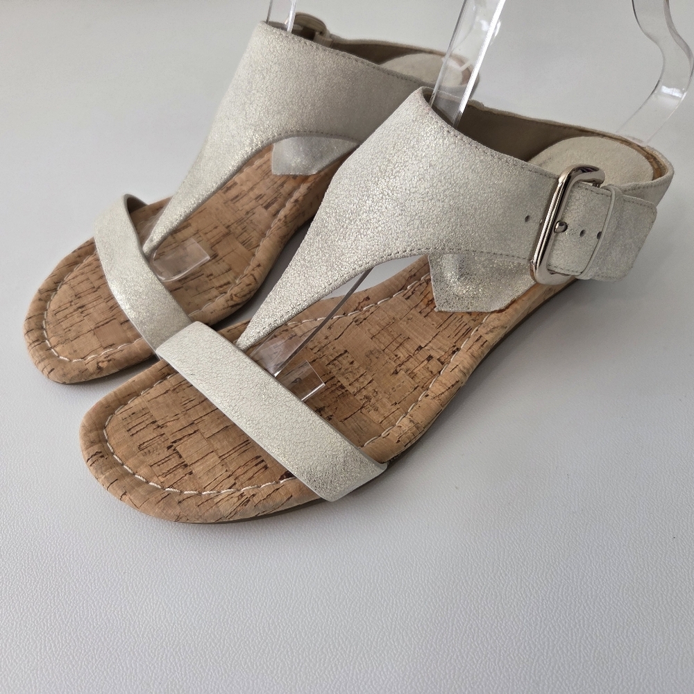 Donald J. Pliner Gold Shimmer Cork Wedge Sandals